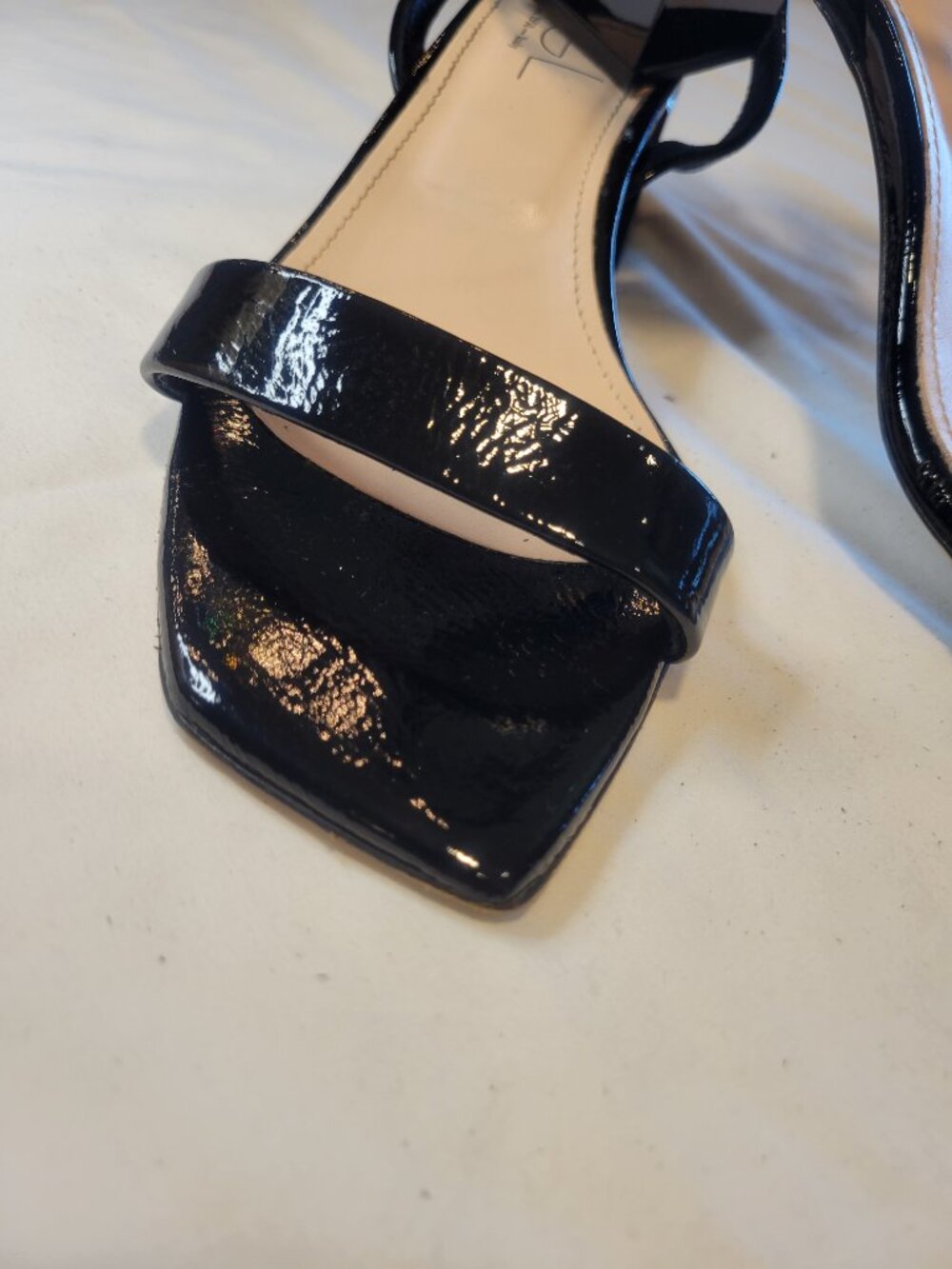 AGL Black Patent Leather Square Toe Block Heel Ankle Strap Sandals EU 38.5 Italy - Picture 2 of 12